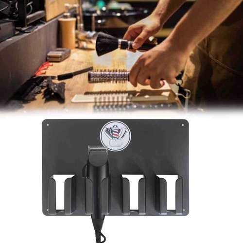 ZJchao Hair Clipper Holder, Multi-Functional 4 Holes Wall Mount Hairdressing Tool Storage, Wall-Mounted Hair Cutter Brush Holder Stand