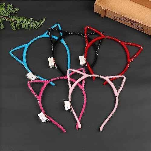 REQO 10 Pieces Cat Ears Headbands Set,LED Cute Cat Light Up Head Accessories,Glowing Girls Headdress Party Supplies For Night Clubs, Raves, Concert Party,Christmas,Halloween,Adults,Kids (10pcs-A)