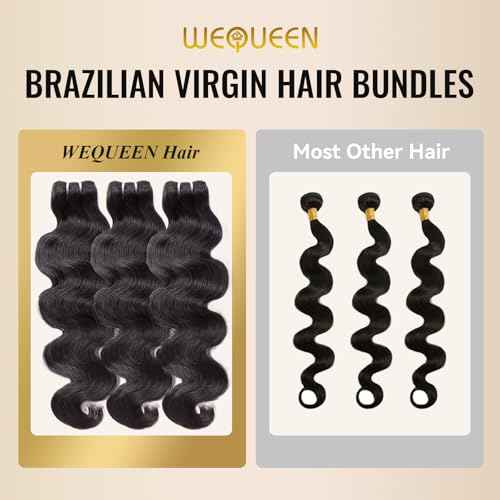 WEQUEEN Body Wave Bundles Human Hair 16A Brazilian Virgin Hair Bundles 18 20 22 Inch Thick Weave Natural Black