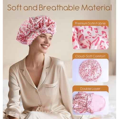 Bluetooth Silk Bonnet for Sleeping Women with Stereo Speaker, Ajustable Sleep Satin Bonnet Ideal Gift for Sleep, Music