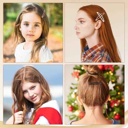 obeoby 40 Pcs 5 Colors Metal Snap Hair Clips, 2.36 Inch Hair Barrettes Accessories for Women Girls