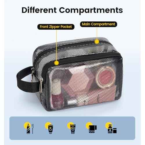 Vorspack Small Travel Toiletry Bag - Translucent Toiletry Bag for Women Hanging Toiletries Bag for Men Water Resistant Travel Bag for Toiletries Accessories - Black