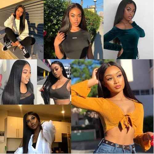 Straight Bundles with Closure Human Hair 20 22 24+18 Inch 100% Brazilian Unprocessed Virgin Body Wave 3 Bundles Human Hair with 4x4 Free Part Lace Closure Natural Black