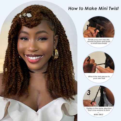 Afro Kinkys Bulk Human Hair,22 Inch 50g/Pack Afro Kinky-Curly Human Hair Bulk for Mini Twist,4C Chocolate Brown Bulk Human Braiding Hair For Micro,Crochet,Repair, Dreadlocks,Locs Extensions #4
