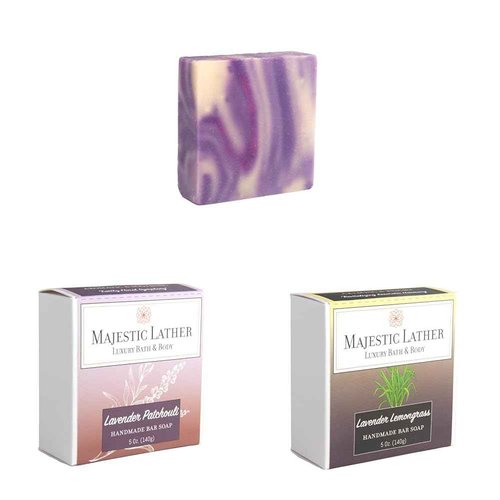 Collection of Luxurious Handmade Lavender Soap Bars. Luxury Lavender, Lavender Lemongrass and Lavender Patchouli. For all Skin Types