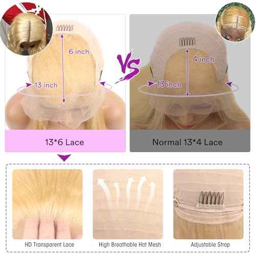 613 Lace Front Wig Human Hair Blonde 13x6 HD Transparent Lace Front Straight Wigs Human Hair Pre Plucked with Baby Hair 26 Inches