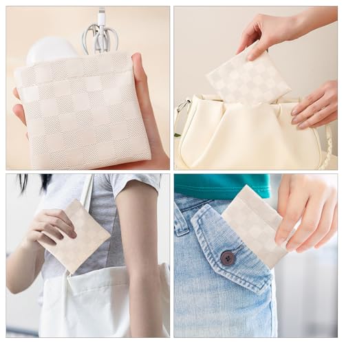 LYDZTION 2 Pieces Checkered Leather Makeup Bag Set for Women, Portable Cosmetic Bag Travel Toiletry Bag Organizer Waterproof Small Makeup Bag Aesthetic Accessories Storage Bag for Women-White