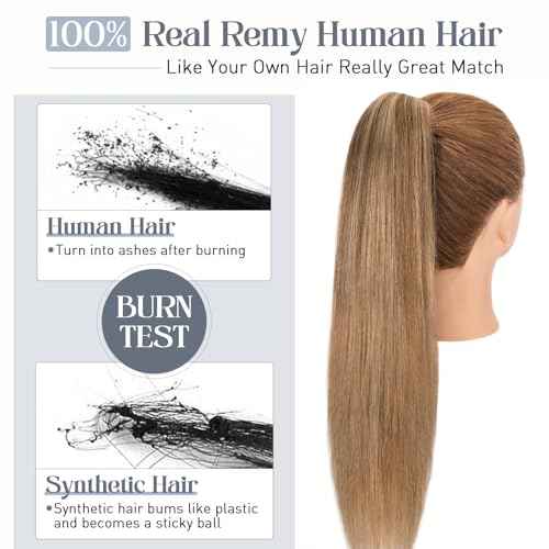 Rich Choices Claw Clip Ponytail Extension Human Hair #4P27 Medium Brown Highlighted Dark Blonde Real Hair Ponytail Balayage 18 Inch Clip In Long Ponytail Hair Extension For Women 110g One Piece