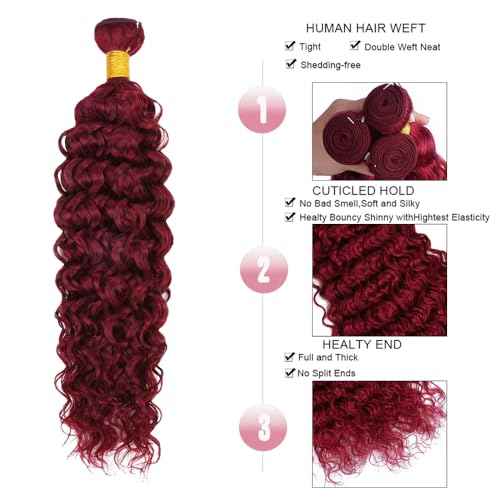 Burgundy Water Wave Bundles 99J Bundles 18 20 22 inch Red Human Hair Bundle Unprocessed Virgin Hair Extensions