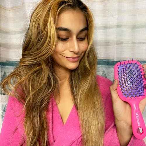 FHI Heat UNbrush Detangling Brush for Pain-Free Brushing on All Wet or Dry Hair Types ? Durable DuoFlex Anti-Static Bristles, Lightweight Handle, Vented Hair Brush