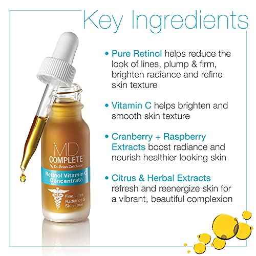 MD Complete Wrinkle Radiance Trio by Dr. Brian Zelickson - Professional Dermatologist Skincare with Retinol, Vitamin C, Peptides and Hyaluronic Acid