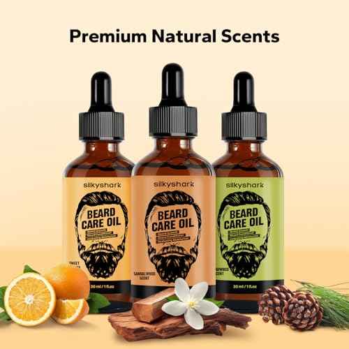 Beard Oil (3 Pack, 90ml), Beard Growth & Conditioning Oil for Men, Hydrating Beard Moisturizer for Grooming & Care, Sandalwood, Cedarwood, Sweet Orange Scents