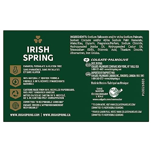 Irish Spring Active Scrub Mens Bar Soap, Men's Exfoliating Bar Soap, Smell Fresh and Clean for 12 Hours, Men Soap Bars for Washing Hands and Body, Recyclable Carton, 24 Pack, 3.7 Oz Soap Bars