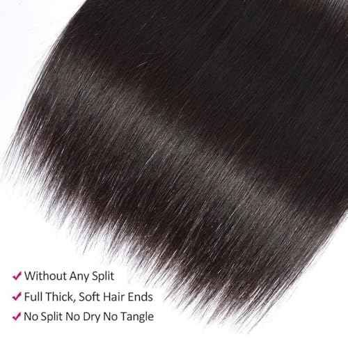 Selina Hair Straight 3 Bundles Human Hair 20 22 24 Inch Brazilian Virgin Hair 100% Human Hair 100g/Bundle Natural Black Color