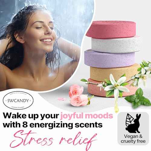 Shower Steamers Aromatherapy SWCANDY 8 Pack Gifts for Women Stocking Stuffers for Adults, Her, Mom, Men Natural Essential Oils Home Spa Self Care Stress Relief Relaxation Bath Bombs Christmas Flower