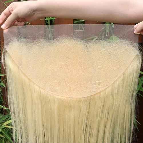 613 Blonde Frontal Straight 13x6 Transparent HD Lace Frontal Closure 12A Brazilian Virgin Remy Hair Free Part Ear to Ear Blonde Human Hair For Women Pre Plucked With Baby Hair 150% 20 Inch