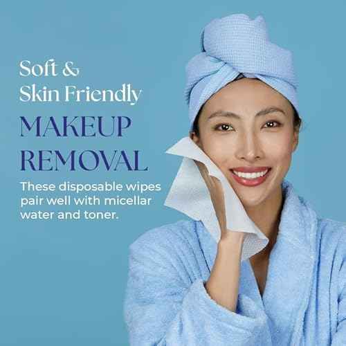 Disposable Face Towels, 3 Pack (210 Total), Enriched with Camellia Extract, Large Facial Cleansing Wipes, Quick-Dry Makeup Remover Cloths, Soft Towelettes for Women & Men - 7.9"x7.9"