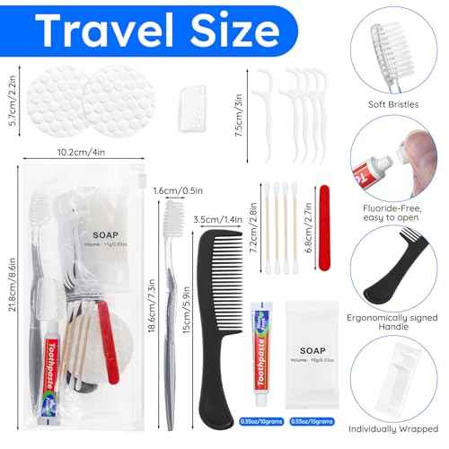 Travel Toothbrush Kit, Hygiene Kit Comes in A Double Sealed Individual Package, Personal Hygiene Kit for Hotel, Camping, Home and Travel (50 Set)
