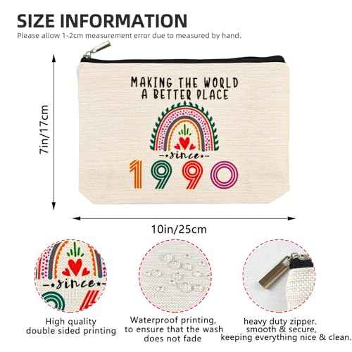 35th Birthday Gifts for Her Makeup Bags, 1990 Happy 35th Birthday Decorations for Women Her, 35 Year Old Gifts Ideas for Daughter, Sister, BFF, Female, Cosmetic Travel Pouch