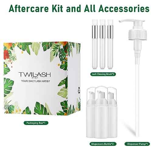 Lash Shampoo Bulk, Eyelash Cleanser for Extensions 2 Liters - 3 Foam Pump Bottles, 3 Lash Cleansing Brushes, Dispenser Pump - Eyelid Foaming Cleanser for Professional Salon and Home Use