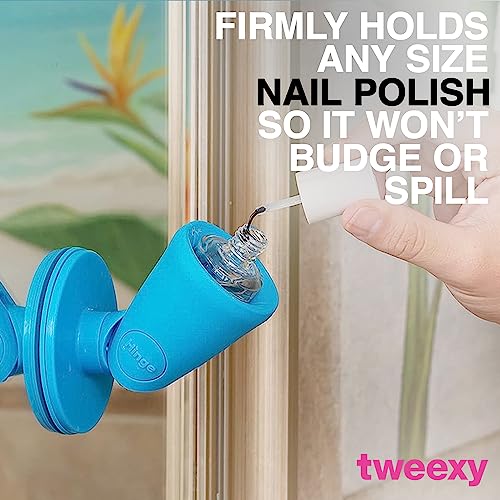 tweexy Hinge Untippable Nail Polish Bottle Holder | Anti-Spill Nail Polish Holder Stand, Tilted, Smartgrip Airlock Suction | Fingernail Painting, Nail Art Tools | Nail Polish Accessories (Beach Glass)