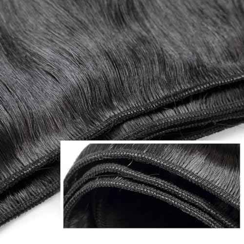 Straight 3 Bundles Human Hair 16 18 20 Inch 100% Unpro cessed Brazilian Virgin Human Hair Bundles Double Weft Weave Bundles Straight Hair 70g/Bundle Hair Natural Color