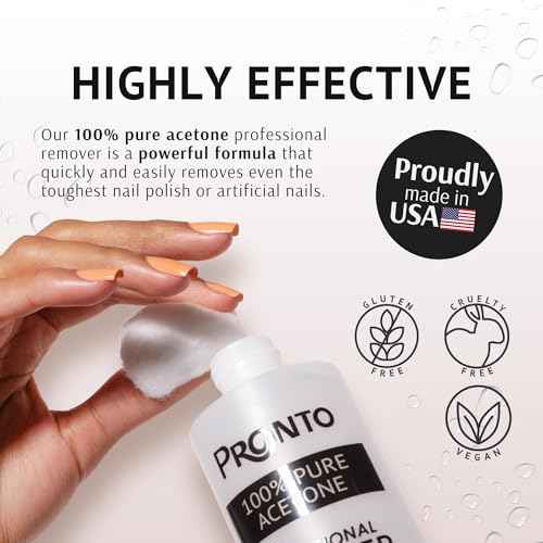 Pronto Pure Acetone 16 oz Nail Polish Remover Gel NailKit, Acrylic Nail Kit Including Cuticle pusher, Nail File, Nail Buffer, and Nail scraper- Ideal For Gel Nail Polish & Dip Powder Removal