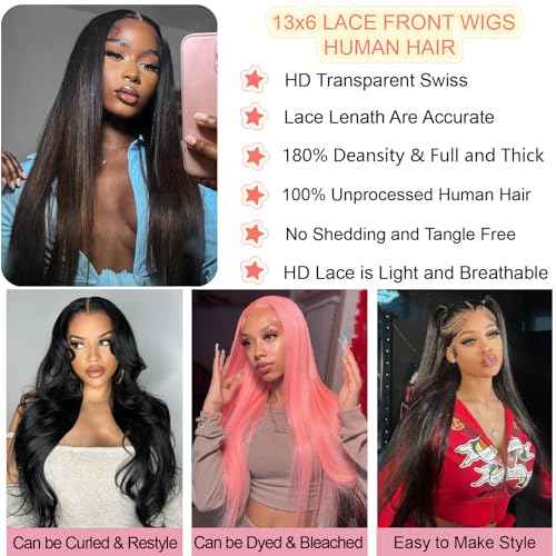 13x6 Lace Front Wigs Human Hair 28 Inch Straight HD Transparent Lace Front Wigs Human Hair Pre Plucked Natural Color 200 Density With Baby Hair for Women
