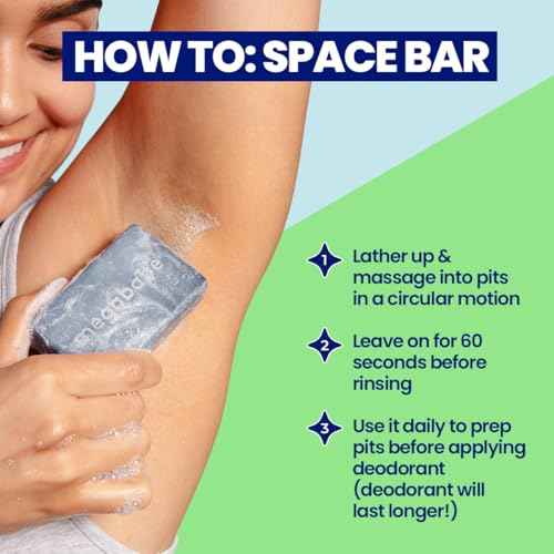 Megababe Underarm Bar Soap - Space Bar | Stocking Stuffer Holiday Gift | With Detoxifying Charcoal for Odor Control | 4.5 oz