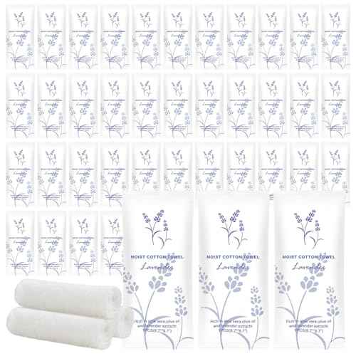 Moist Cotton Towel Bulk Moist Towelettes Individually Wrapped,White Towel Services,Refreshment Pre Moistened Towels for Dentist Travel Sport Party Hotel 400,Lavender
