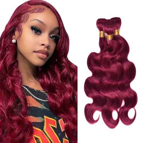 24 26 28 inch Burgundy Bundles 99j Body Wave Bundles Red Human Hair Bundle Burgundy Human Hair Bundle Red Color 150g