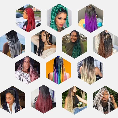 FYRLNA 6 Packs 24 Inch Jumbo Braiding Hair Soft High Temperature Resistance Synthetic Hair Extensions for Women 24 Inch Ombre Jumbo Braiding Hair Twist Crochet Braids Hair (24 Inch (Pack of 6), Black to Purple Red to Royal Blue)