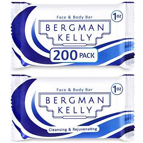BERGMAN KELLY - Hotel Soap Bars - White Tea, 1 oz, 200 PK - Travel Size Luxury Bulk Amenities Bar Soap - Mini Individually Wrapped Rectangular Soap, Small Toiletries for Airbnb, Motel, Guest Bath