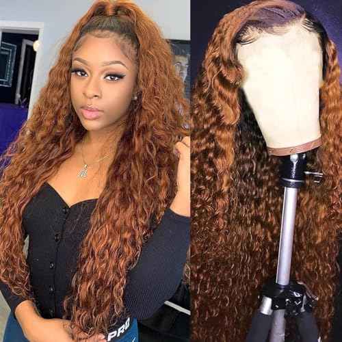 Chocolate Curly Human Hair Wig Lace Frontal Closure Jerry Curly Human Hair Wig Pre Plucked Pre Cut Lace Frontal Closure Glueless Wigs Elastic Band 200% Density