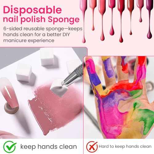150 PCS Nail Sponges For Ombre Nail Art Supplies Brushes Design Tools Nail Tech Must Haves Accessories With 1 PCS Grab Pen for Salon And Home (White, Medium Pack)