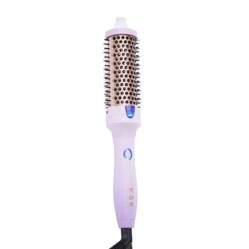 K&K 1.5 inch Volumizing Brush Heated Curling Ceramic Tourmaline Ionic Curling Iron Quick Heating Makes Hair Silky Smooth Dual Voltage Travel-Friendly Straightening Round Design (Purple, 1.5 Inch)
