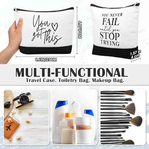 Sanwuta 10pcs Inspirational Make up Bags Bulk Christmas Gifts for Women Cosmetic Bags Cosmetic Pouch with Zipper Thank You Gift for Coworkers Employee (Classic)