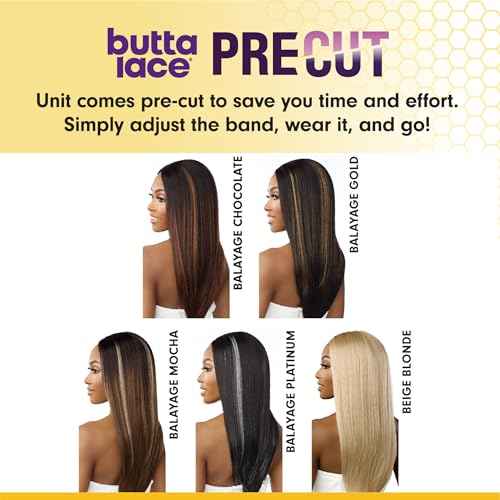 Sensationnel Butta Lace Precut Wigs - Unit 12 Glueless Extra Wide 5 Inch Deep Parting Synthetic Pre Tweezed Smaller Knot Hairline (1 JETBLACK)