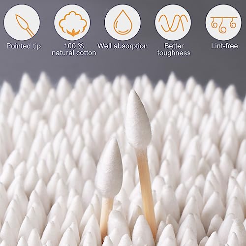 eyxformula 900 Count Pointed Tip Cotton Swabs, Double Precision Tips Cotton Swabs with Sturdy Bamboo Sticks, Soft Pointy Cotton Swabs for Eye Makeup Touch-ups, Correcting Nail Polish Mistakes, Crafts