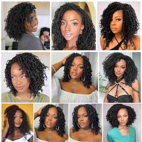 9 Packs Yanky Twist Crochet Hair 12 inch Pre-twisted Passion Twist Crochet Hair Micro Spring Twist Crochet Hair Extensions Suitable for black women.(1B, 12 Inch (Pack of 9))