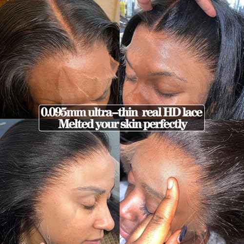 Body Wave 0.095mm Real HD 13x4 Lace Frontal Brazilian Human Hair Real Invisible HD Lace Human Hair Ear to Ear Full Density Lace Frontal Closure Tiny Knots (20inches)