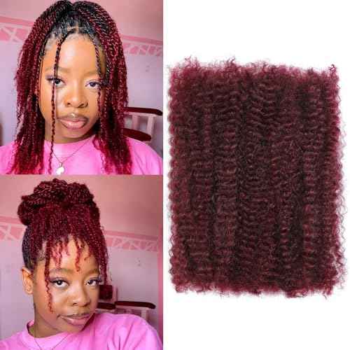 Afro Kinkys Bulk Human Hair -100% Real Human Hair for Mini Twist, Braiding, Loc Extensions & Crochet, 16 Inch 50g 4c Kinky Curly Hair Bundles, 99J Afro Bulk for Dreadlocks