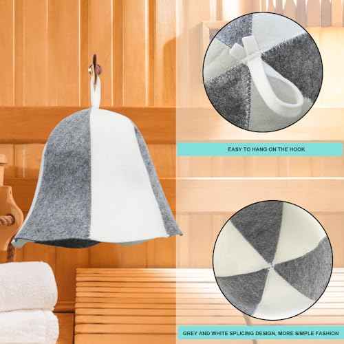 2 Pack Sauna Hat Polished Wool Hat for Sauna Wool Cap for Sauna Banya Bath House Head Protection Ukraine Sauna Hat for Men Russian Banya Hat Unisex Bathroom Accessories for Women White