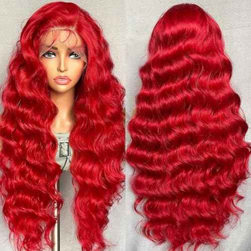 Body Wave Lace Front Wigs Human Hair Red Wig 24 Inch 200 Density 13x6 Lace Front Wigs Human Hair HD Lace Front Wigs Red Colored Wigs Frontal Wigs For Black Women