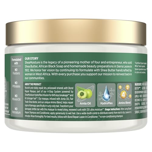SheaMoisture Bond Repair Masque Amla Oil Deeply Moisturizes and Visibly Repairs Damage with Hydroplex Technology and Amla Oil for Stronger Hair with Restorative HydroPlex Infusion 11 oz