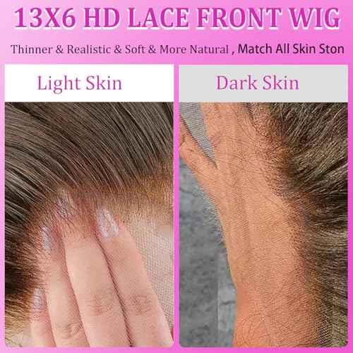 Honey Blonde Wig Human Hair Highlight Lace Front Wig Human Hair Ombre Glueless Wigs Pre plucked Pre Cut 13x6 Hd Full Lace Front Wig 180% Density Body Wave Full Frontal Wig 4/27 Colored 24 Inch