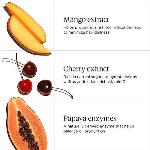 Briogeo Superfoods Mango + Cherry Balancing Conditioner, Replenish Dull, Dry Hair and Balance Oil for Oily Hair, Conditions and Nourished All Hair Types and Textures, Vegan, Cruelty-Free, 12.5 fl oz