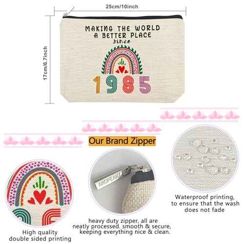 ancpeany 40th Birthday Gifts for Women, Her, 40th Birthday Decorations Makeup Bags, 1985 Anniversary 40 Year Old Gift Ideas for Mom, Wife, Sister, Best Friends, Mothers Day Small Cosmetic Travel Bag
