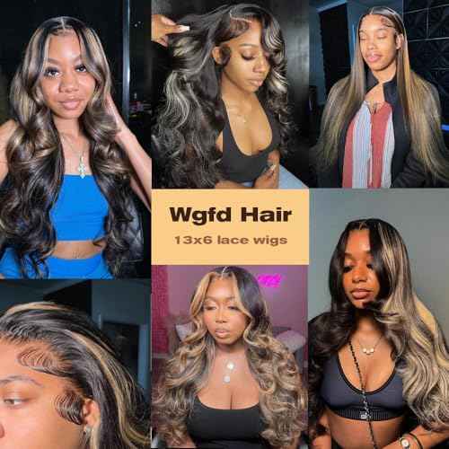 Ombre Lace Front Wig Human Hair Pre Plucked 13x6 Highlight Body Wave Lace Front Wigs Human Hair Hd Lace Frontal 1B/27 Colored Wigs Human Hair 180% Density 24 Inch