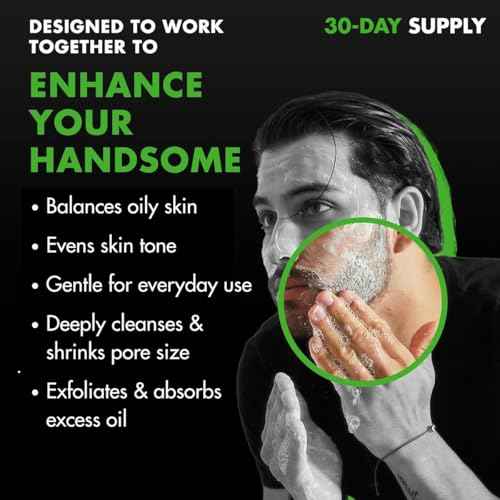 Tiege Hanley Skin Care Set for Men, Advanced Routine for Oily & Combination Skin, Level 2 System, Salicylic Acid Face Wash, Glycolic Pads, Two Moisturizers & Clay Mask, Men¡¯s Skin Care, 5 Piece Kit